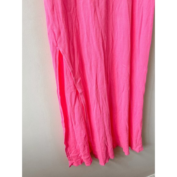 NEW Vintage Souls Free People Neon Pink Solid Vortex Maxi T-Shirt Dress - XL - Picture 5 of 7